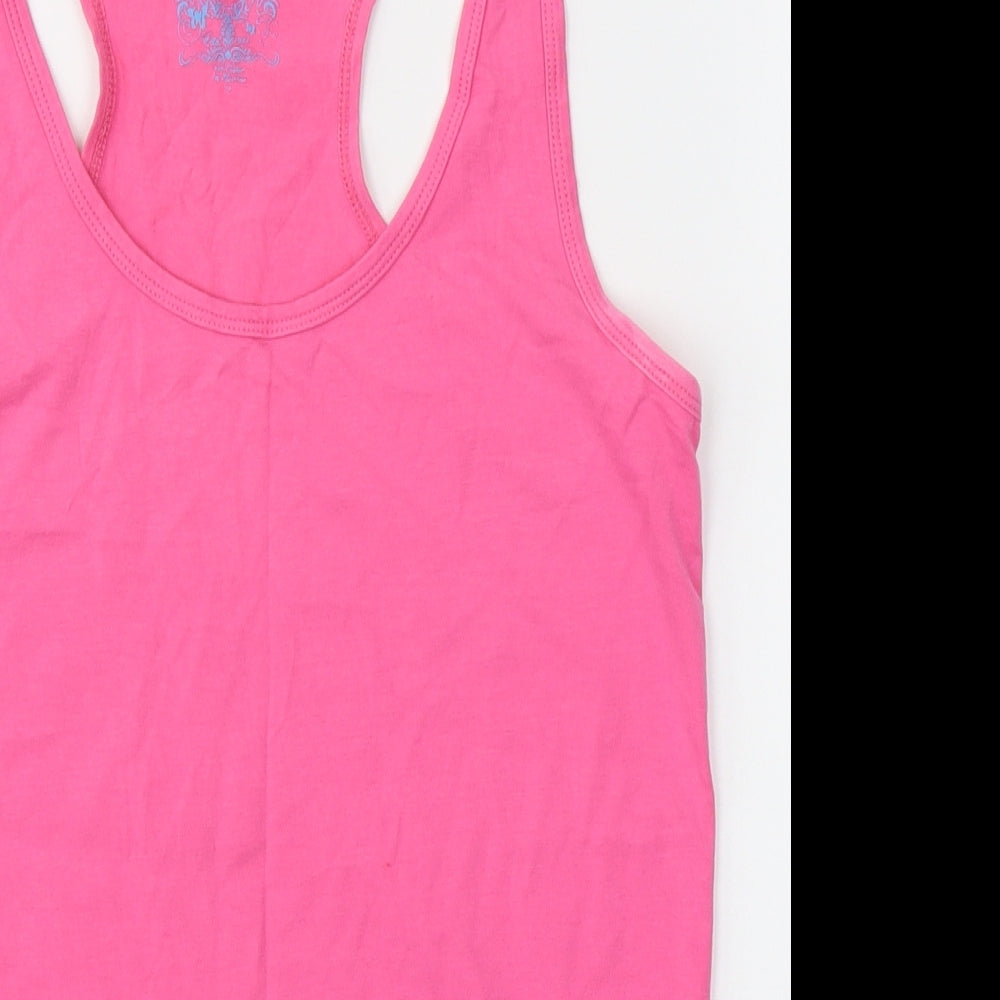 Dunnes Stores Womens Pink  Cotton Jersey Tank Size 12 Round Neck