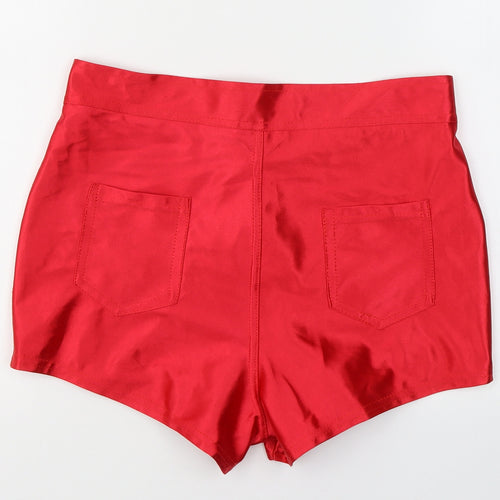 Preworn Womens Red  Polyester Hot Pants Shorts Size M L3 in Regular Button