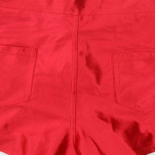 Preworn Womens Red  Polyester Hot Pants Shorts Size M L3 in Regular Button