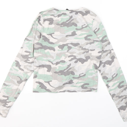 New Look Girls Grey Camouflage Cotton Jersey Casual Size 14-15 Years Round Neck Pullover - Good Vibes Only