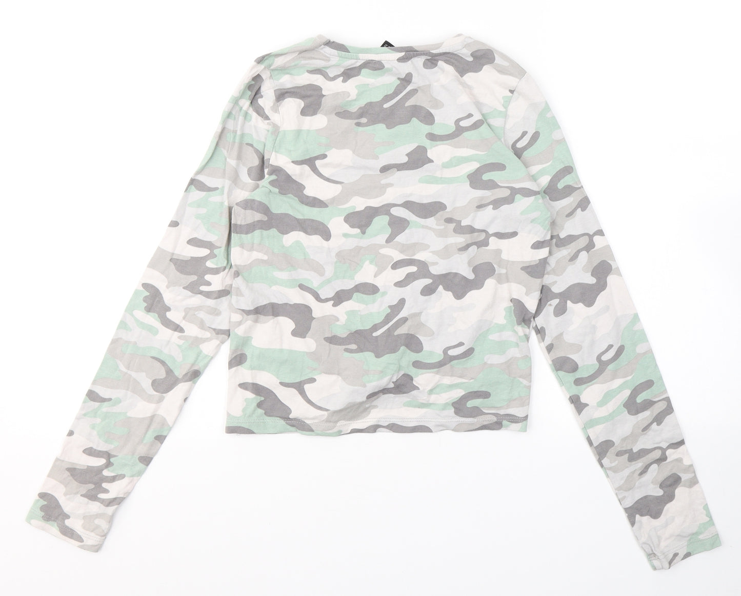 New Look Girls Grey Camouflage Cotton Jersey Casual Size 14-15 Years Round Neck Pullover - Good Vibes Only
