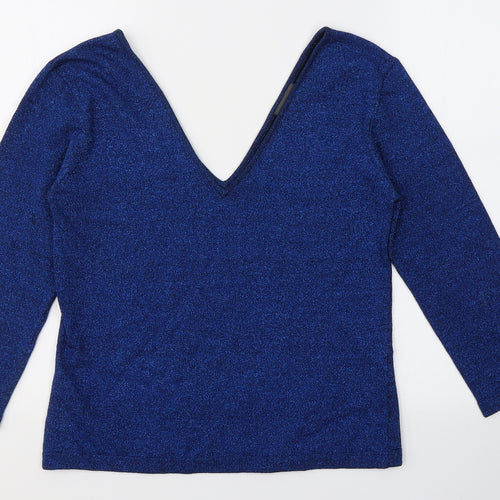 Atmosphere Womens Blue  Viscose Basic Blouse Size 10 V-Neck