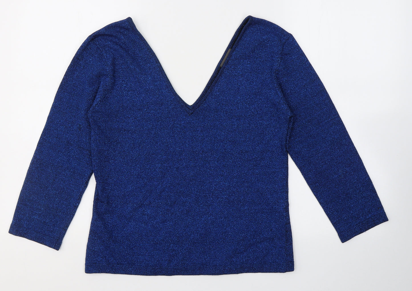 Atmosphere Womens Blue  Viscose Basic Blouse Size 10 V-Neck