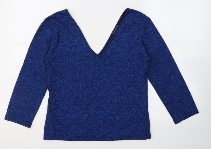 Atmosphere Womens Blue  Viscose Basic Blouse Size 10 V-Neck
