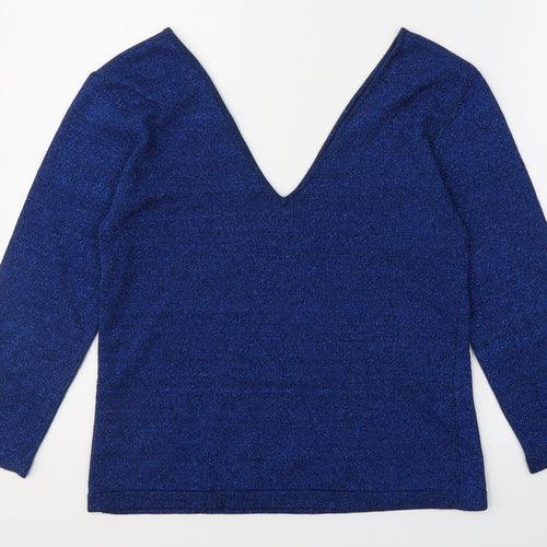 Atmosphere Womens Blue  Viscose Basic Blouse Size 10 V-Neck