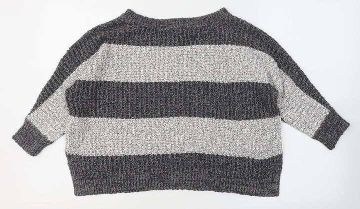 Hollister Womens Grey Round Neck  Cotton Pullover Jumper Size XS