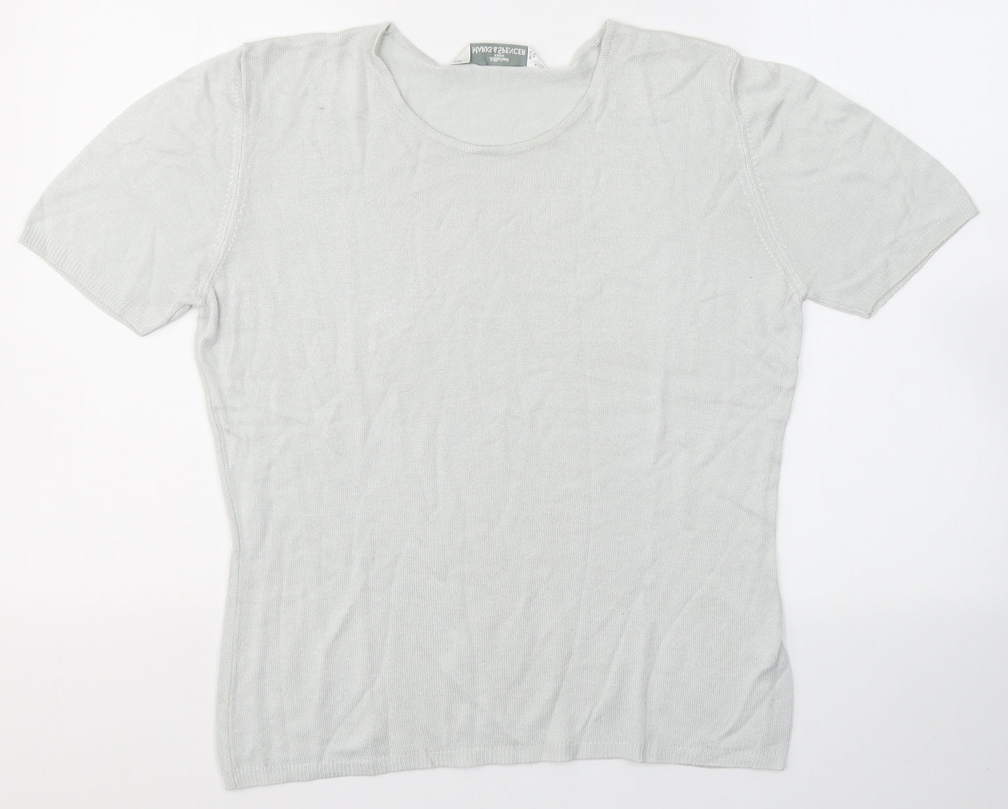 Marks and Spencer Womens Grey  Viscose Jersey T-Shirt Size 12 Round Neck