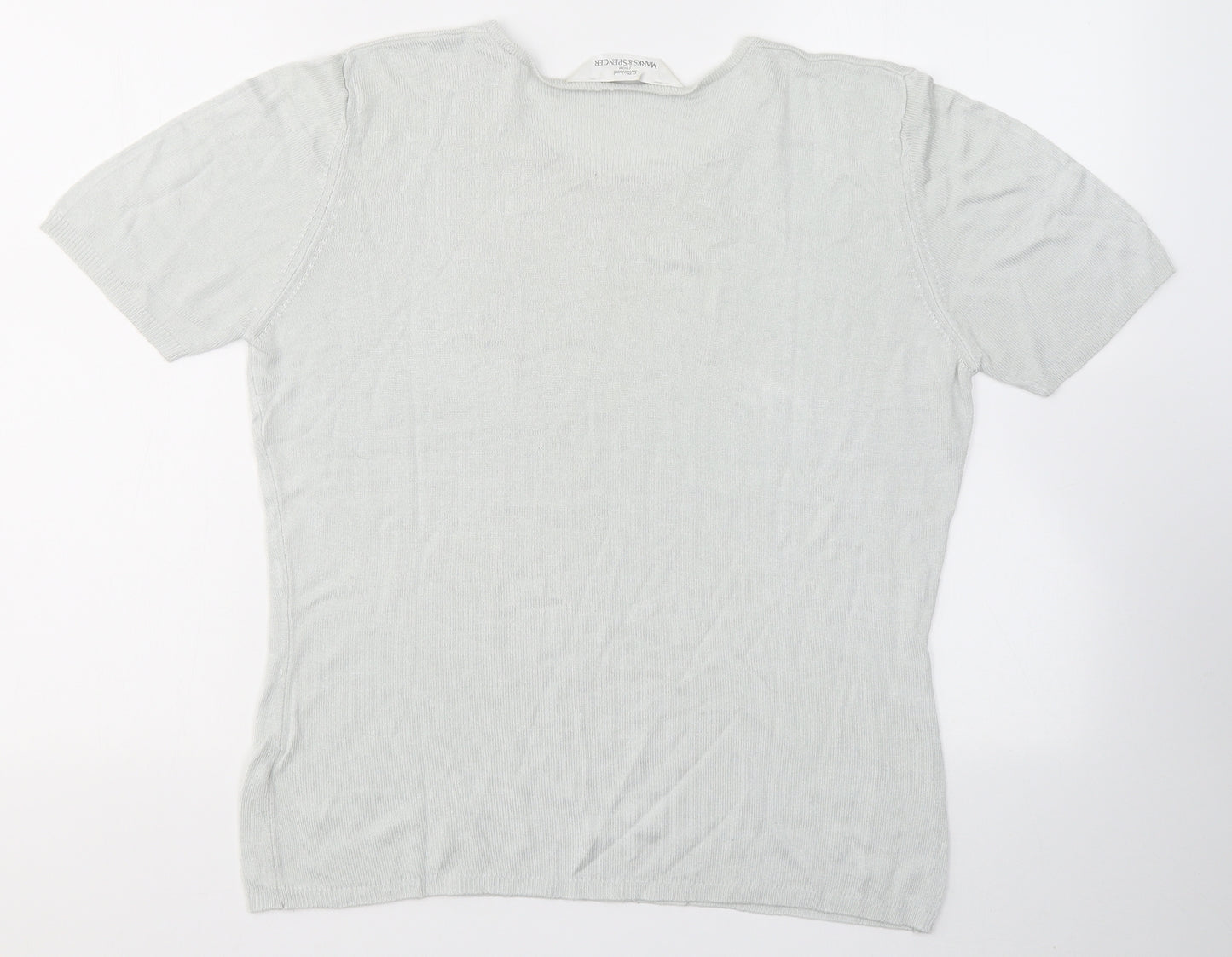 Marks and Spencer Womens Grey  Viscose Jersey T-Shirt Size 12 Round Neck