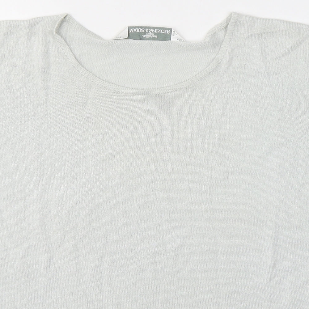 Marks and Spencer Womens Grey  Viscose Jersey T-Shirt Size 12 Round Neck
