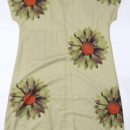 Preworn Womens Green  Polyester A-Line  Size L  V-Neck Pullover - Flower print