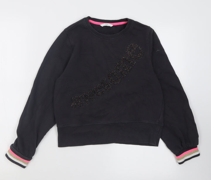 Marks and Spencer Girls Black  Cotton Pullover Sweatshirt Size 11-12 Years   - awesome