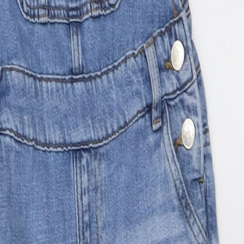 Marks and Spencer Girls Blue  Cotton Dungaree One-Piece Size 7-8 Years  Button