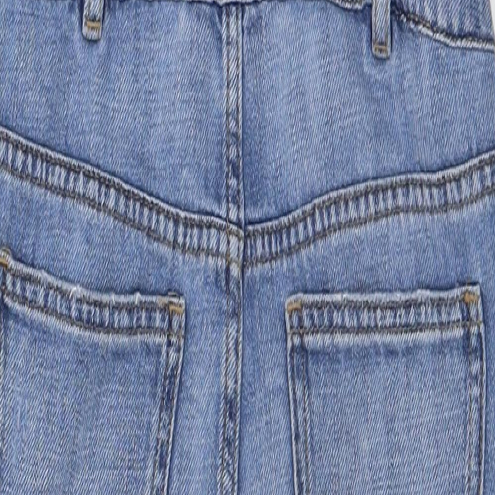 Marks and Spencer Girls Blue  Cotton Dungaree One-Piece Size 7-8 Years  Button