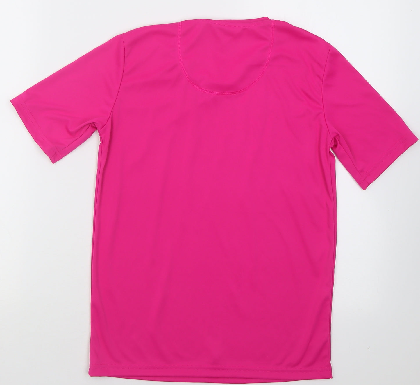 Preworn Girls Pink  Polyester Pullover T-Shirt Size 14 Years Crew Neck Pullover