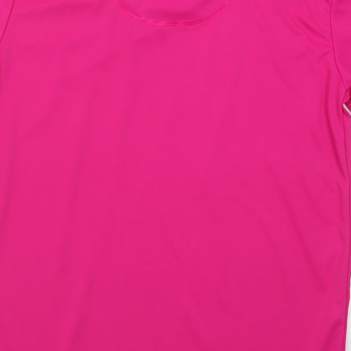 Preworn Girls Pink  Polyester Pullover T-Shirt Size 14 Years Crew Neck Pullover