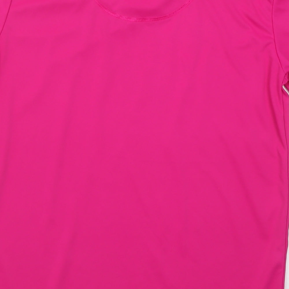 Preworn Girls Pink  Polyester Pullover T-Shirt Size 14 Years Crew Neck Pullover