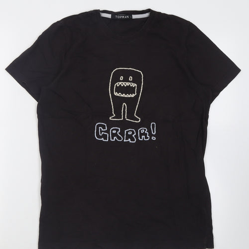 Topman Mens Brown  Cotton  T-Shirt Size S Crew Neck