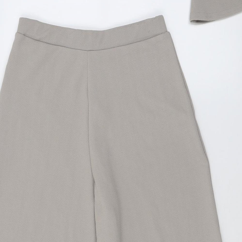 Boohoo Womens Grey  Polyester Trousers Outfit/Set Size 14 L25 in Pullover - crop wide leg