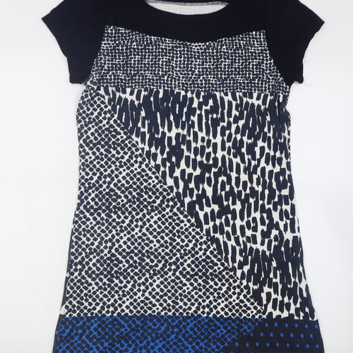 Paramour Womens Blue Plaid Viscose T-Shirt Dress  Size L  Crew Neck Pullover