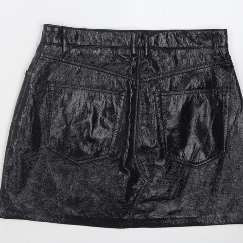 Pull&Bear Womens Black  Polyurethane A-Line  Size M   Button