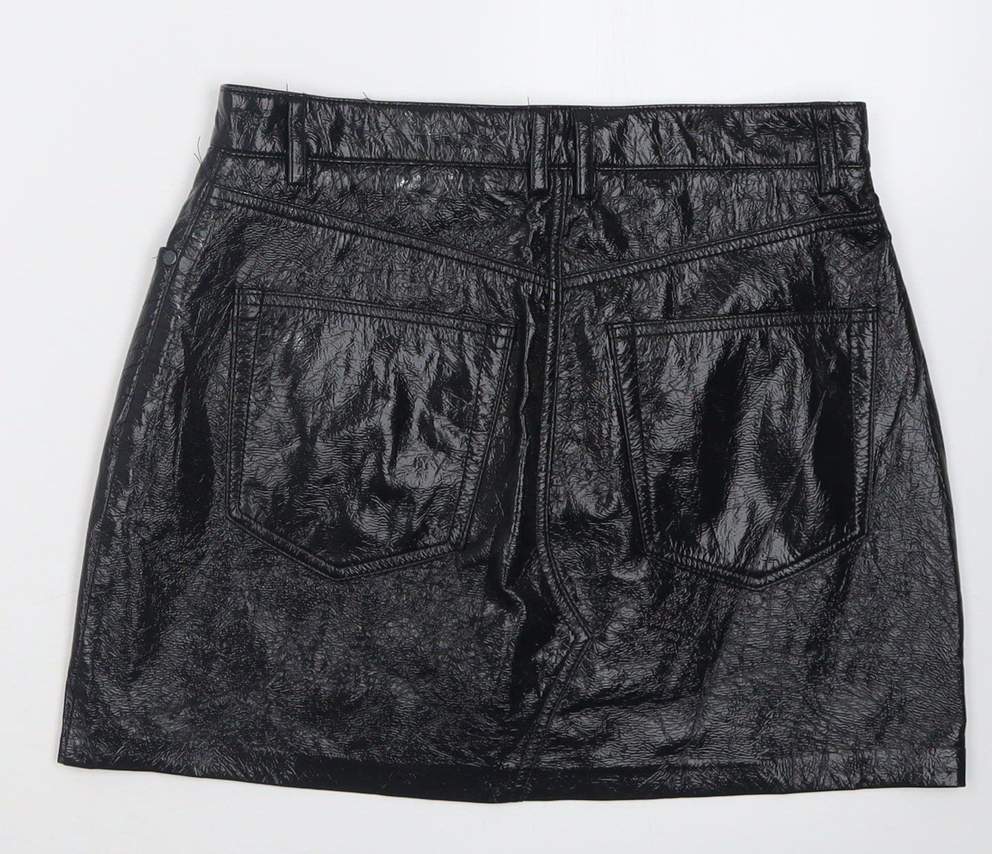 Pull&Bear Womens Black  Polyurethane A-Line  Size M   Button