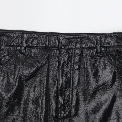 Pull&Bear Womens Black  Polyurethane A-Line  Size M   Button