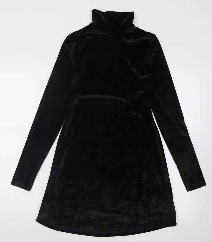 Kimchi Blue Womens Black Polyester A-Line Size XS High Neck Pullover