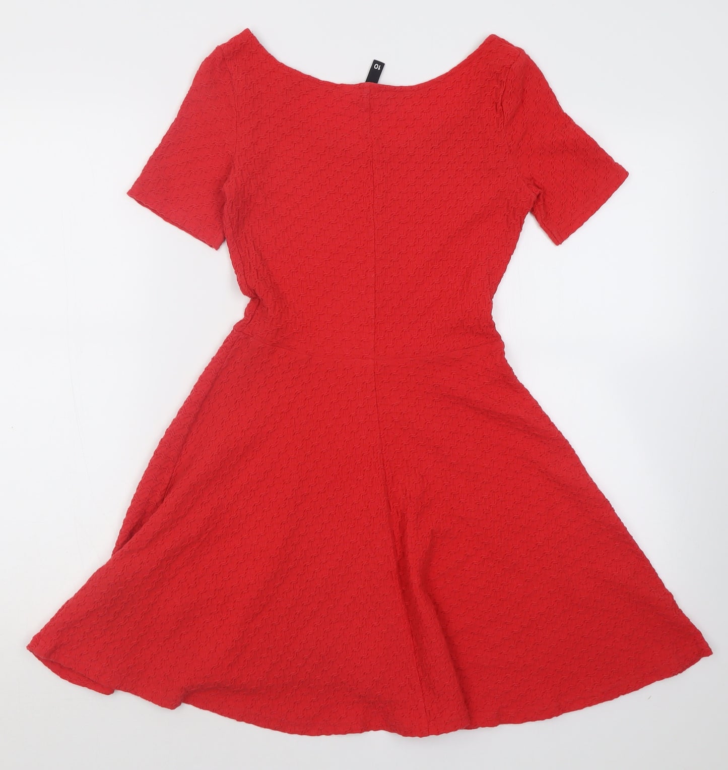 H&M Womens Red  Polyacrylate Fibre A-Line  Size 10  Scoop Neck Pullover