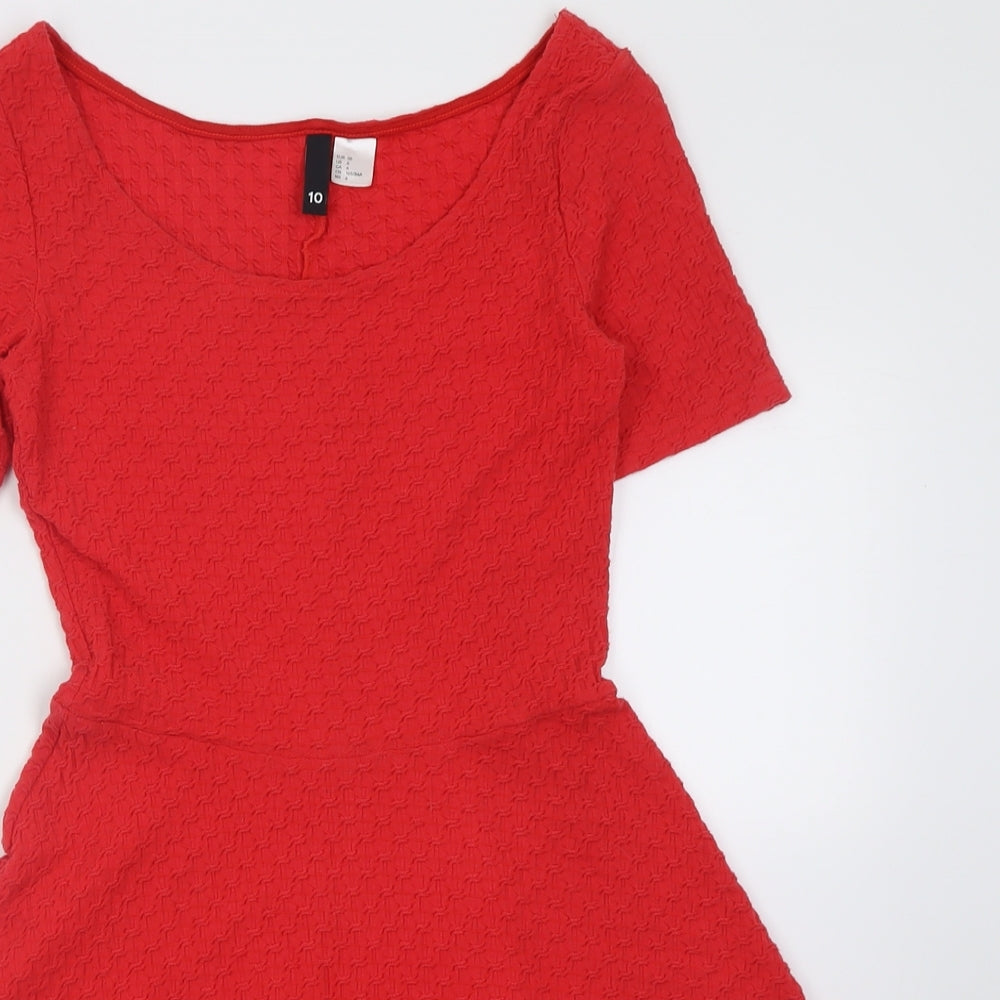 H&M Womens Red  Polyacrylate Fibre A-Line  Size 10  Scoop Neck Pullover