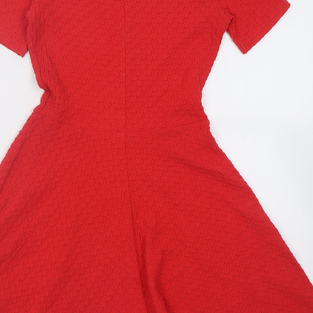 H&M Womens Red  Polyacrylate Fibre A-Line  Size 10  Scoop Neck Pullover