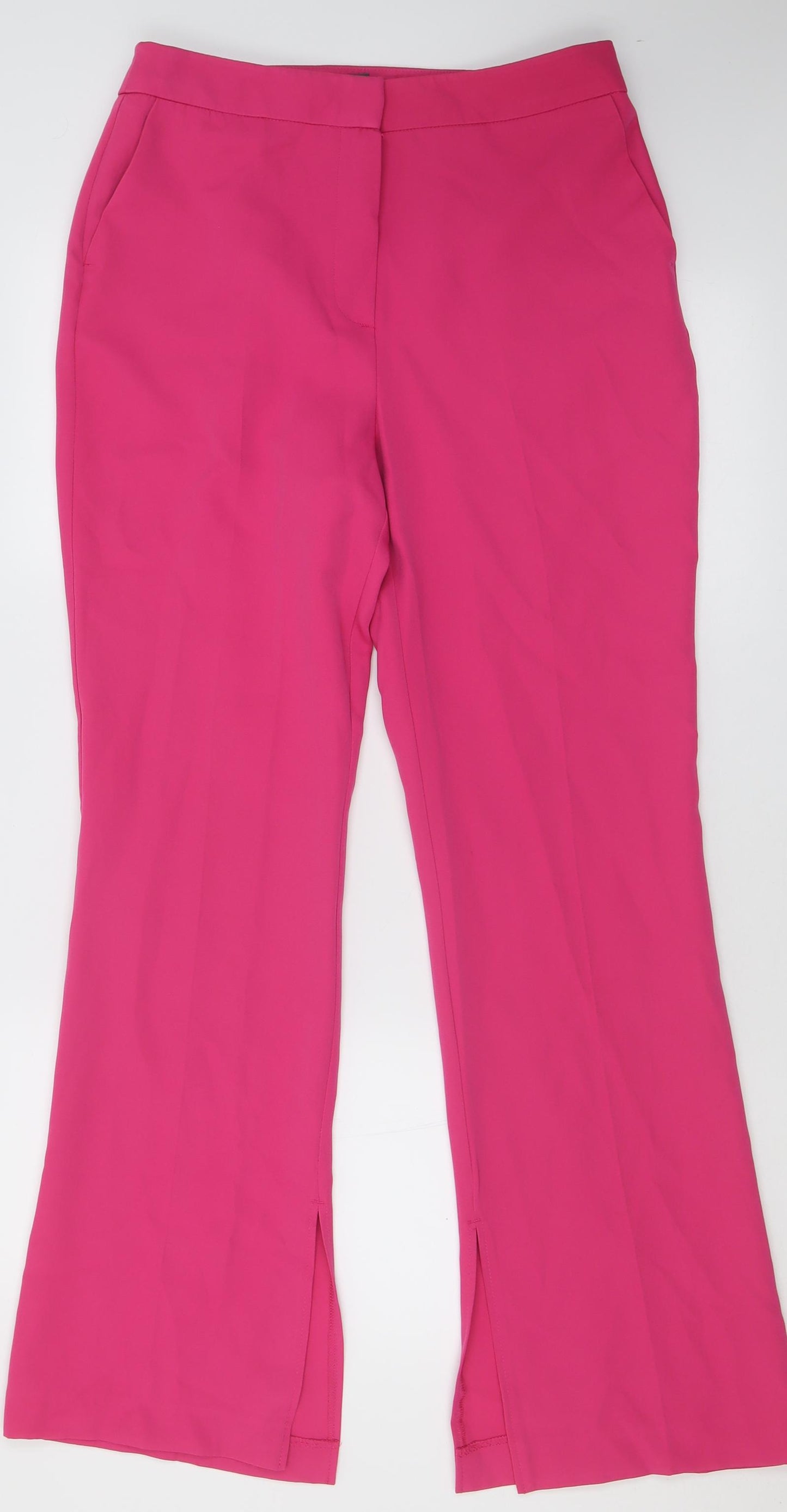 Primark Womens Pink  Polyester Trousers  Size 12 L31 in Regular Hook & Eye