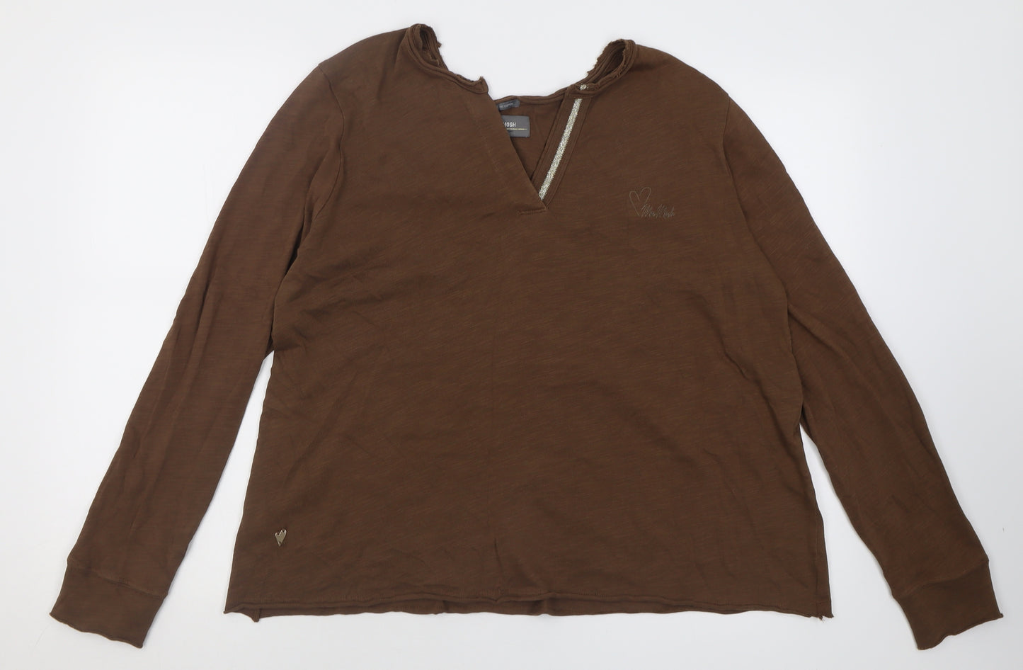 mos mosh Womens Brown V-Neck  Cotton Pullover Jumper Size L