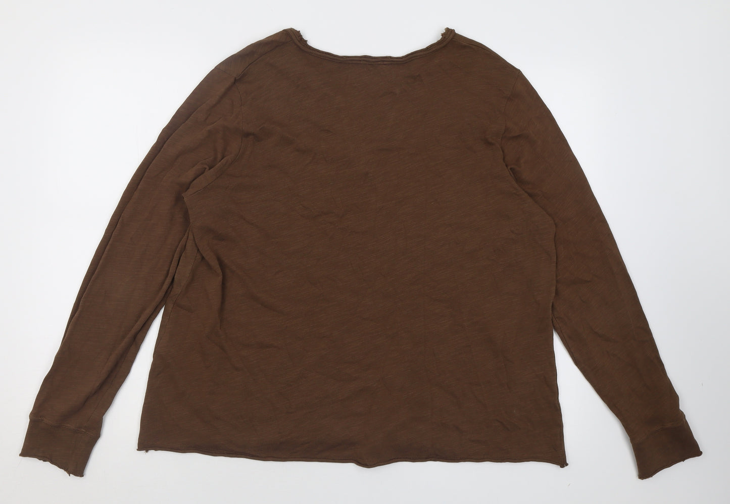 mos mosh Womens Brown V-Neck  Cotton Pullover Jumper Size L