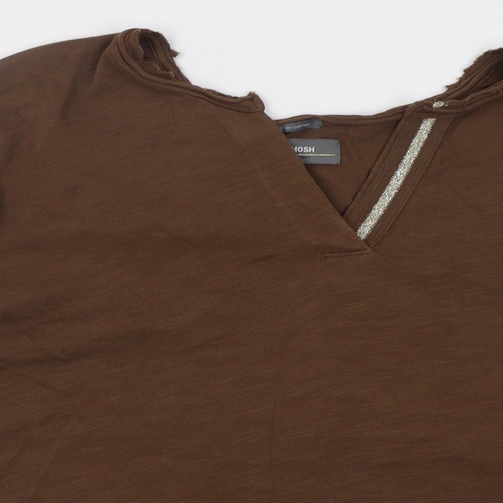 mos mosh Womens Brown V-Neck  Cotton Pullover Jumper Size L