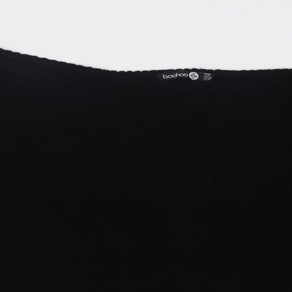 Boohoo Womens Black Boat Neck  Acrylic Pullover Jumper Size 20