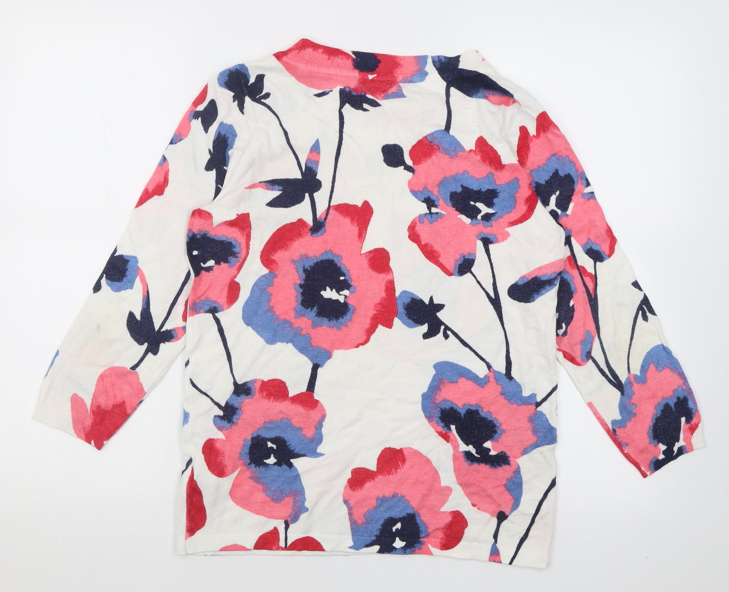 Marks and Spencer Womens Pink Crew Neck Floral Viscose Pullover Jumper Size 12