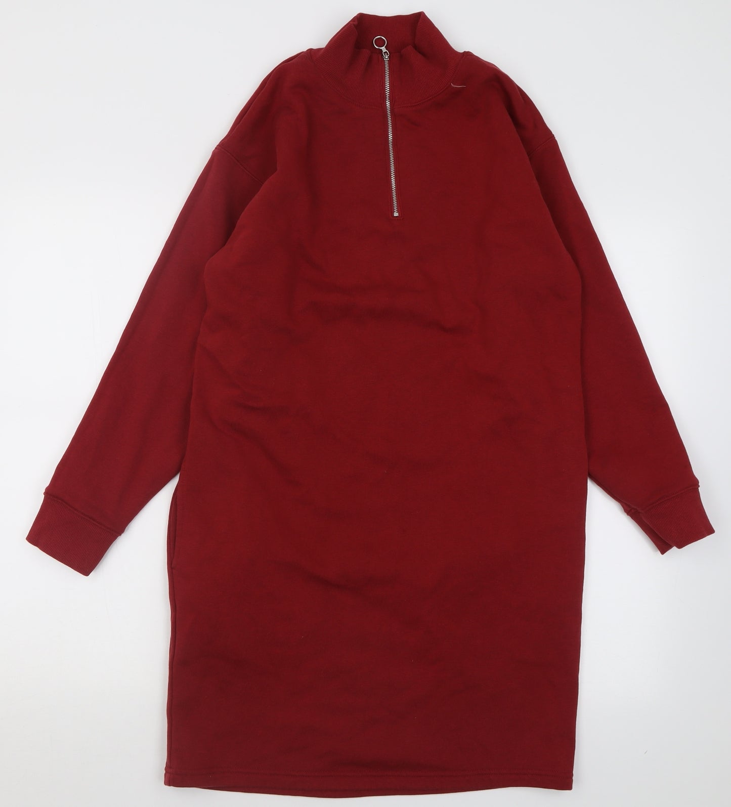 Marks and Spencer Womens Red  Polyester Jumper Dress  Size 8  High Neck Zip