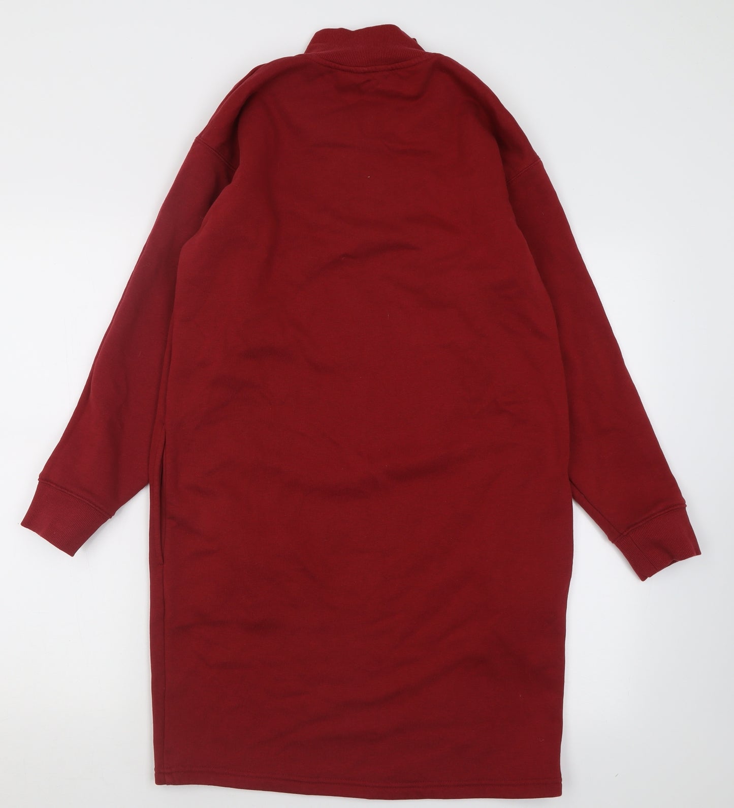 Marks and Spencer Womens Red  Polyester Jumper Dress  Size 8  High Neck Zip
