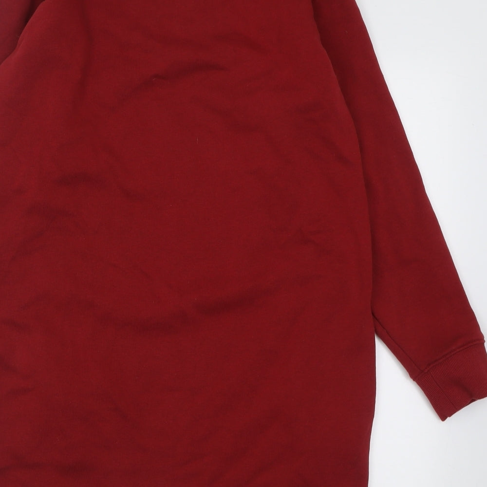 Marks and Spencer Womens Red  Polyester Jumper Dress  Size 8  High Neck Zip