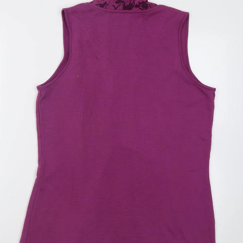 TIGI Womens Purple V-Neck Geometric Acrylic Cardigan Jumper Size 12