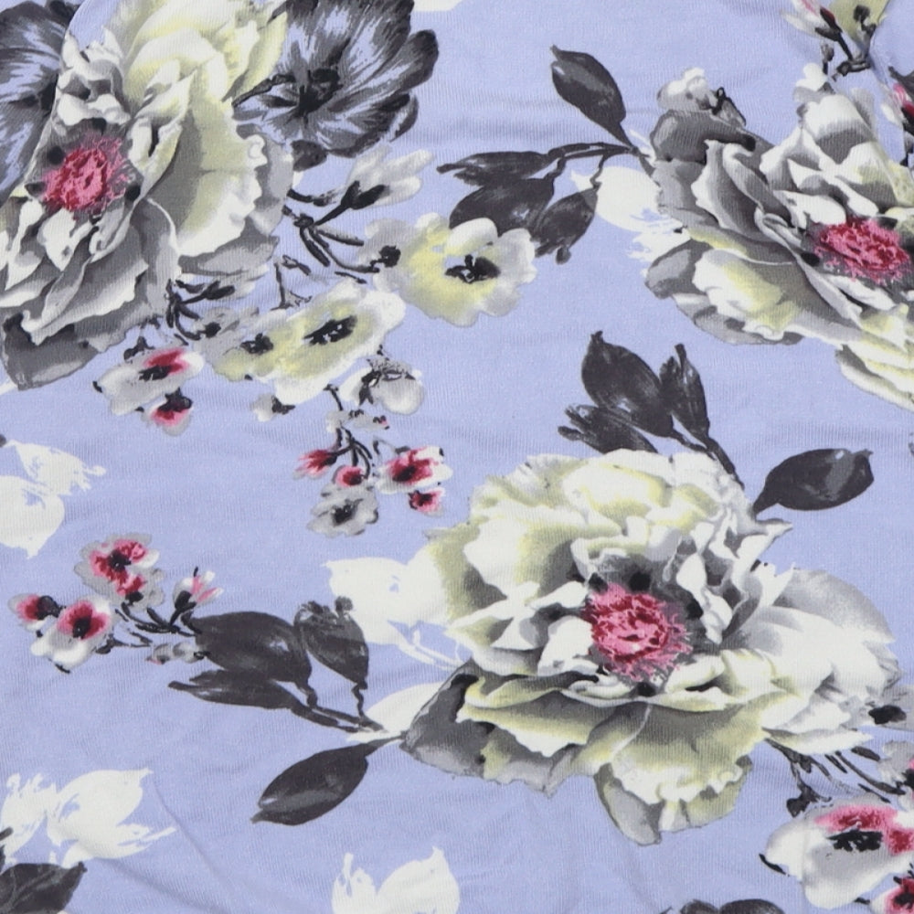 Preworn Womens Blue Crew Neck Floral Viscose Pullover Jumper Size 16