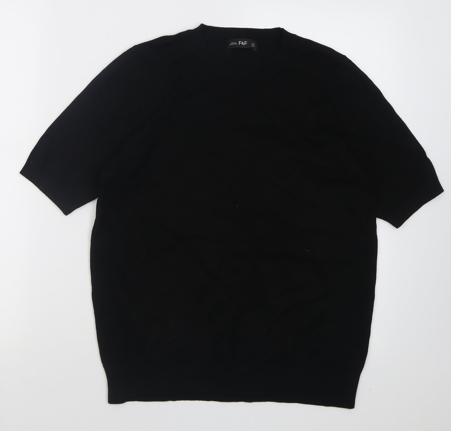 F&F Womens Black Crew Neck  Viscose Pullover Jumper Size 16
