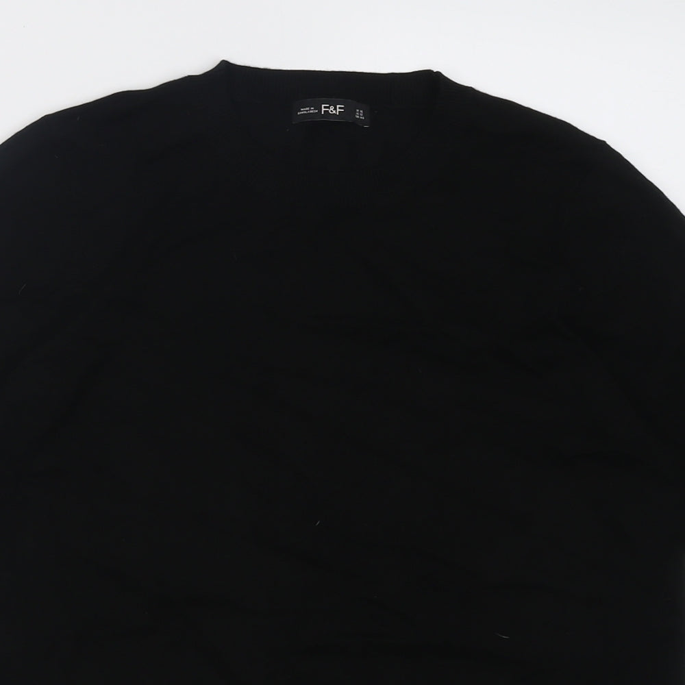 F&F Womens Black Crew Neck  Viscose Pullover Jumper Size 16