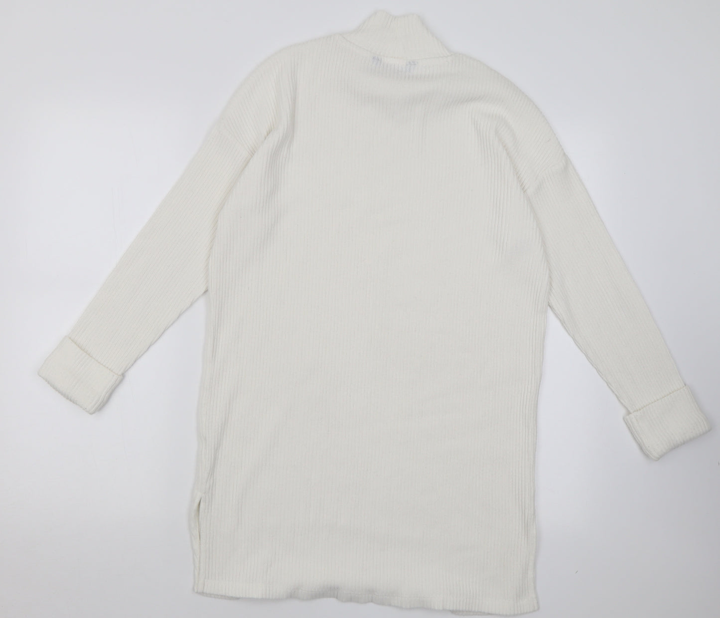 F&F Womens White  Polyester Jumper Dress  Size 10  High Neck Pullover