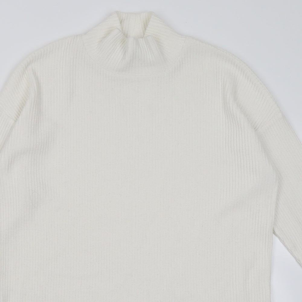 F&F Womens White  Polyester Jumper Dress  Size 10  High Neck Pullover