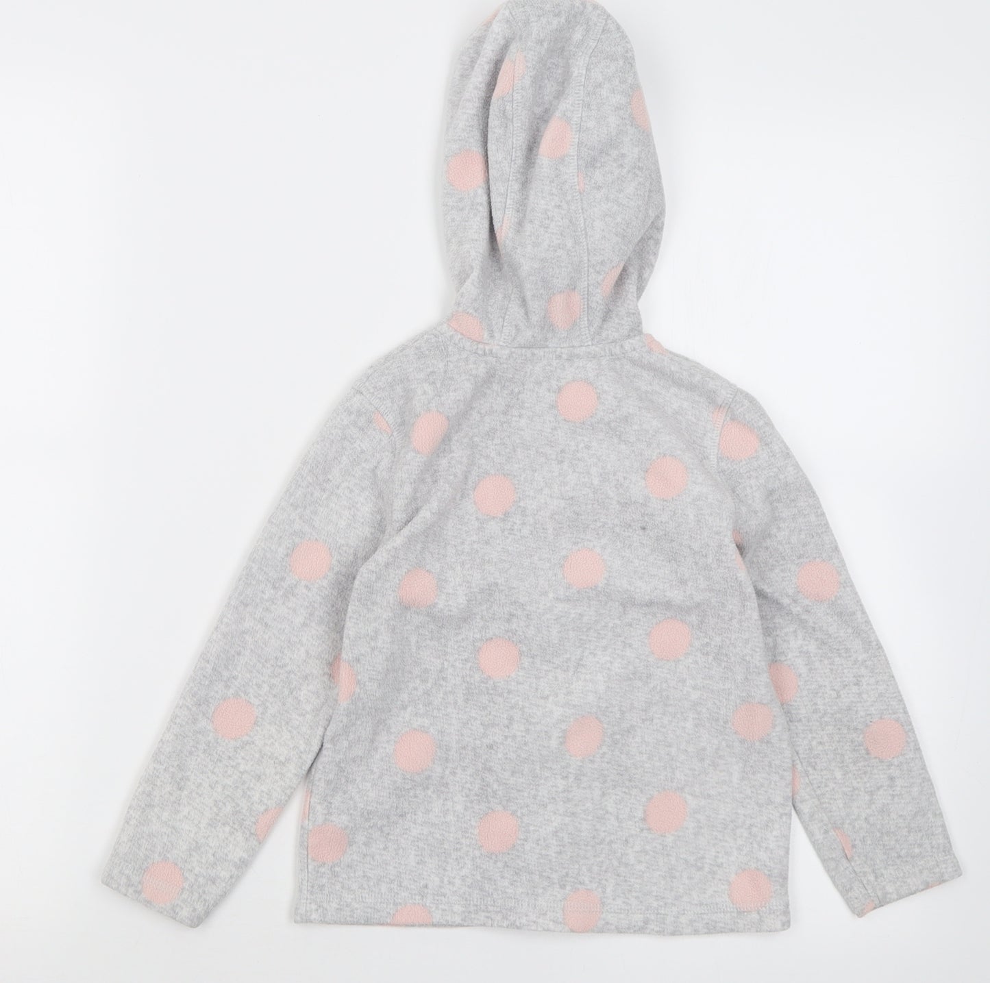 George Girls Grey Polka Dot Polyester Full Zip Hoodie Size 4-5 Years  Zip - Star Pattern