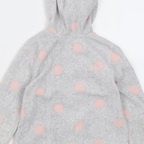 George Girls Grey Polka Dot Polyester Full Zip Hoodie Size 4-5 Years  Zip - Star Pattern
