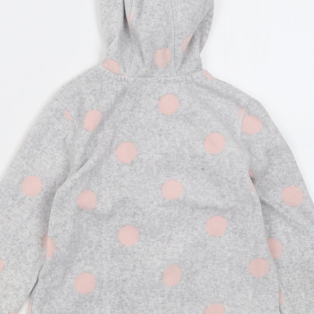 George Girls Grey Polka Dot Polyester Full Zip Hoodie Size 4-5 Years  Zip - Star Pattern