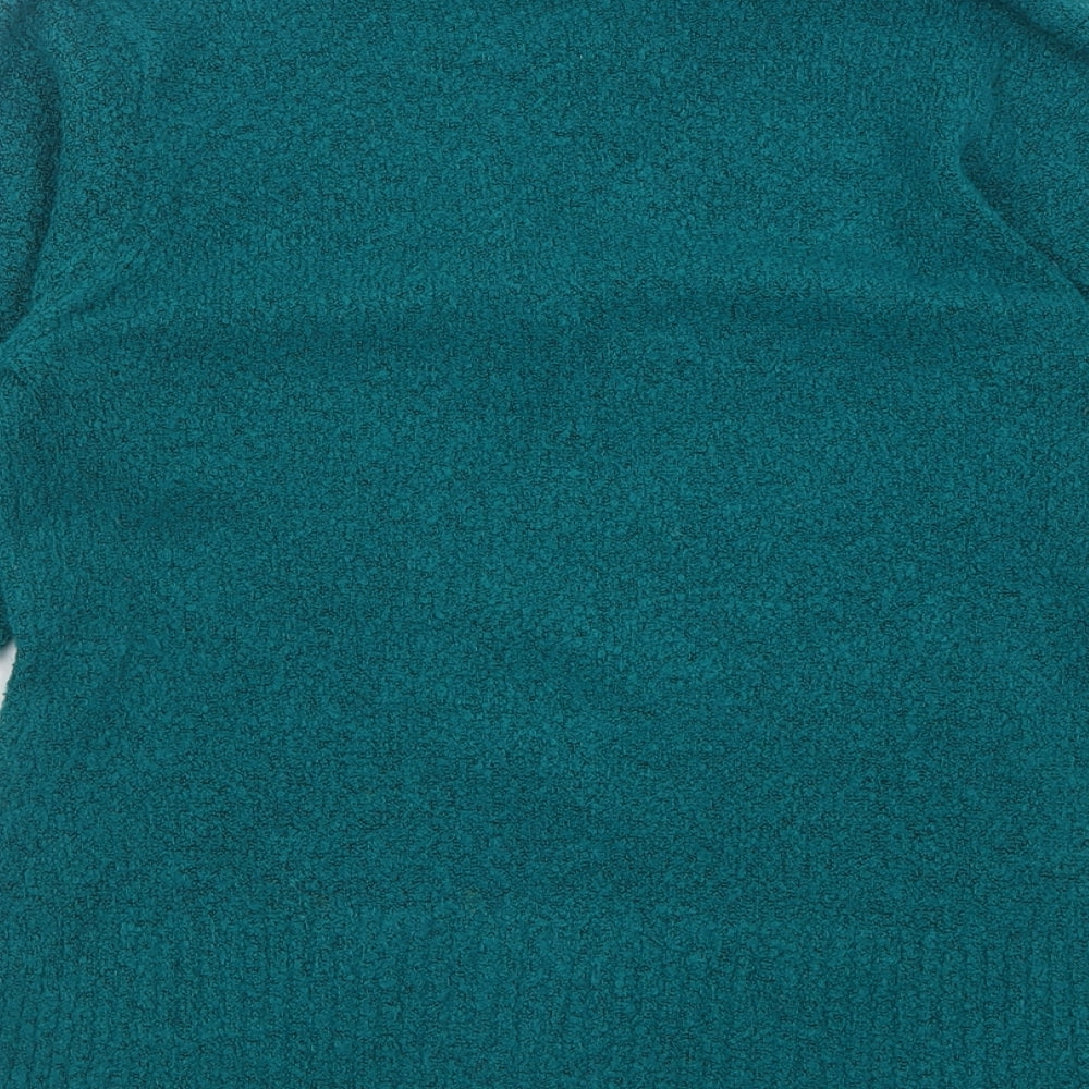 M&Co Womens Blue V-Neck  Acrylic Tunic Jumper Size M
