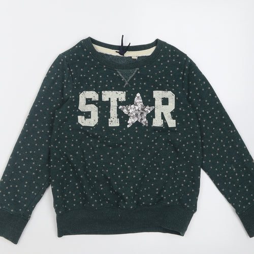 NEXT Girls Green Geometric Cotton Pullover Sweatshirt Size 8 Years  Pullover - Star Pattern